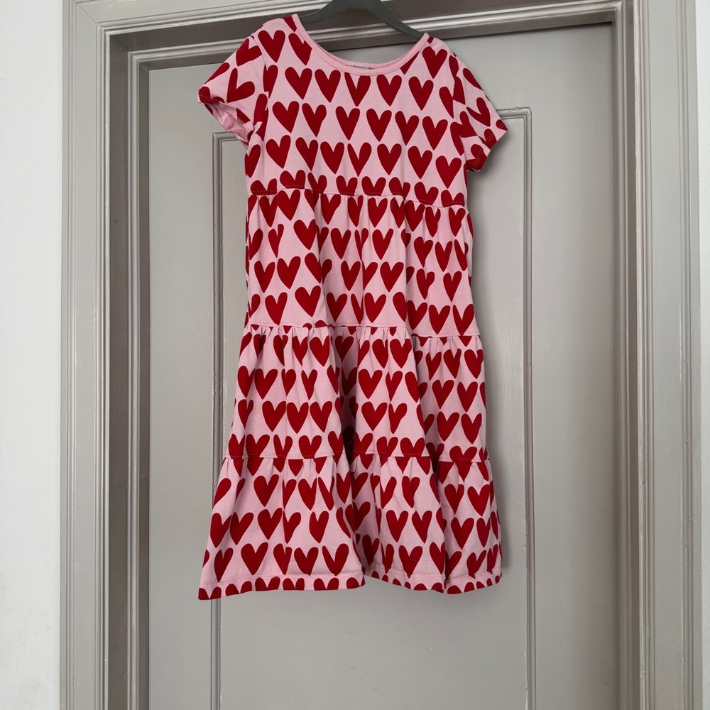 Hanna Andersson Red Hearts Pink Flutter Sleeve Sundress 140cm, US 10